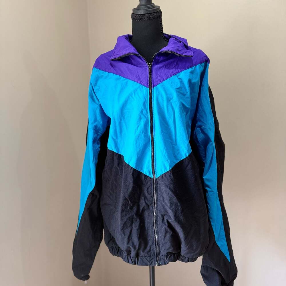 Vintage 90’s Colored Track Jacket Purple Turquoise Black